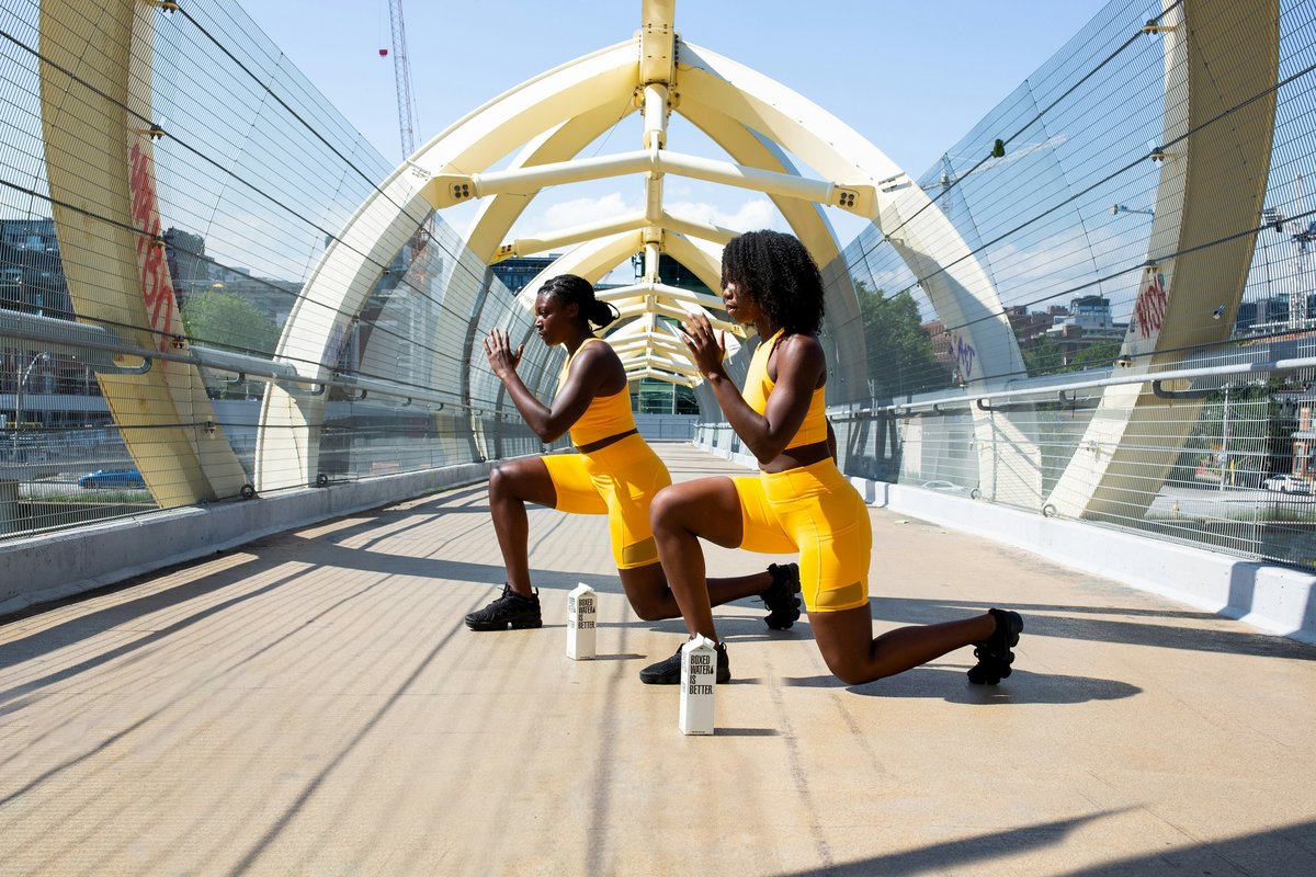 Woman doing a lunge exercise outdoors